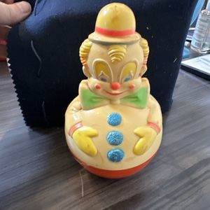 Vintage Sanitoy Plastic Jingle Clown Rolly Polly Weeble Wobble Baby Toy